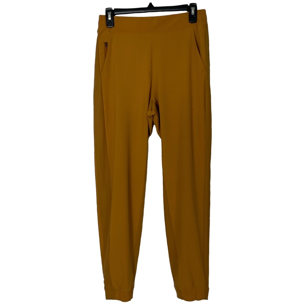 Athleta Brooklyn Mustard Yellow Jogger Textured Pants Front Zip Pockets; Size 2